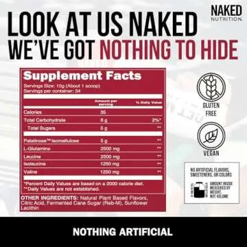 Cherry Lime Naked BCAAs Amino Acids Powder, 100% Pure 2:1:1 Formula, Vegan Branched Chain Amino Acids, Instantized All Natural BCAA Powder Supplement - 501 Grams, 34 Servings