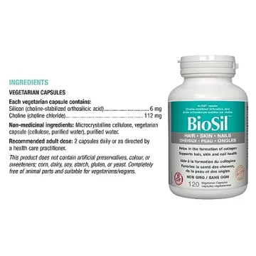 BioSil by Natural Factors, Hair, Skin, Nails, Supports Healthy Growth and Strength, Vegan Collagen, Elastin and Keratin Generator, 120 Capsules