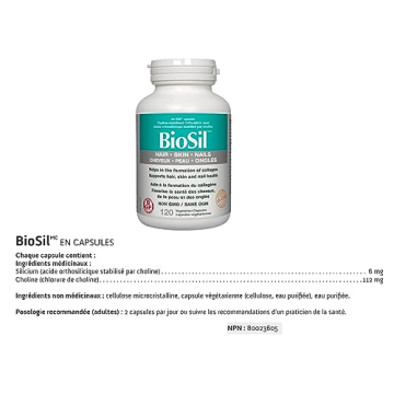BioSil by Natural Factors, Hair, Skin, Nails, Supports Healthy Growth and Strength, Vegan Collagen, Elastin and Keratin Generator, 120 Capsules