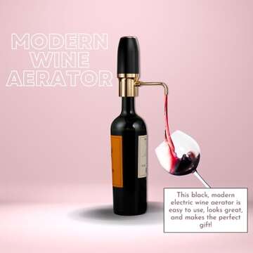 Sip & Shimmer Electric Wine Aerator, Modern Aerator, Electric Wine Dispenser, Black & Gold Wine Pourer, Automatic Wine Pump, Re-chargeable, Wine Gift, Christmas Gift for Her, Dad Christmas