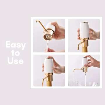 Sip & Shimmer Electric Wine Aerator, Modern Aerator, Electric Wine Dispenser, Black & Gold Wine Pourer, Automatic Wine Pump, Re-chargeable, Wine Gift, Christmas Gift for Her, Dad Christmas