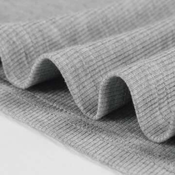 Artfish Women's Square Neck Long Sleeve Ribbed Slim Fitted Casual Basic Crop Top (Heather Grey, L)