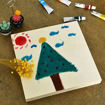 YoleShy 6 Pcs 8'' x 8'' Unfinished Wood Cradled Painting Panel Boards for Arts & Craft - Wooden Canvas Panels