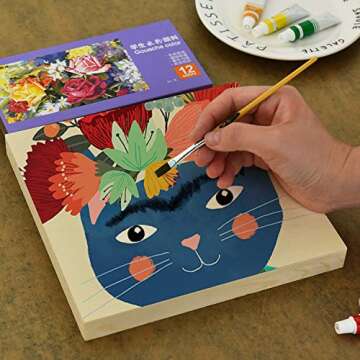 YoleShy 6 Pcs 8'' x 8'' Unfinished Wood Cradled Painting Panel Boards for Arts & Craft - Wooden Canvas Panels