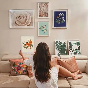 4 Sets Embroidery Kits with Pattern and Instruction,Cross Stitch Kits Include 4 Embroidery Cloth with Floral Pattern,1 Plastic Embroidery Hoops, Color Threads and Needle Threader,Needlepoint Kit