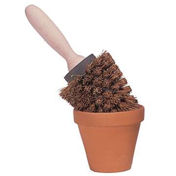 REDECKER Palmyra Fiber Flowerpot Brush with Oiled Beechwood Handle, 9-7/8-Inches - Flower Pot Bristle Brush - Garden Pot Cleaning Brush - Garden Pot Brush