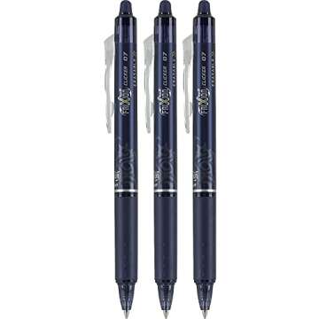 PILOT FriXion Clicker Erasable, Refillable & Retractable Gel Ink Pens, Fine Point, Navy Blue Ink, 3-Pack (31468)