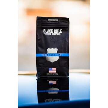 Black Rifle Coffee Company Thin Blue Line (Medium Roast) Whole Bean Coffee, 12 Ounce Bag of Coffee Beans, Medium Roast Coffee Beans, Created to Benefit Law Enforcement Officers and Their Families