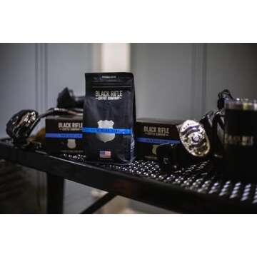 Black Rifle Coffee Company Thin Blue Line (Medium Roast) Whole Bean Coffee, 12 Ounce Bag of Coffee Beans, Medium Roast Coffee Beans, Created to Benefit Law Enforcement Officers and Their Families