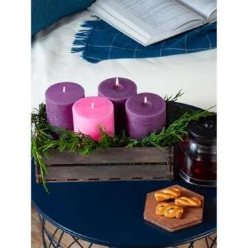 CANDWAX Advent Pillar Candles Set - Elegant and Dripless