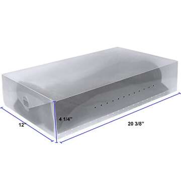 Greenco Clear Foldable Shoe Storage Boxes, 5 Pack - Stackable Heavy Duty Plastic Boot Storage Box, P...