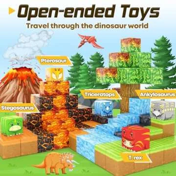 Dinosaur Toys Magnetic Blocks-Build Mine Magnet World Volcano Edition Kids Toys for 3+ Year Old Boys...
