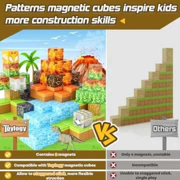 Dinosaur Magnetic Blocks - Build Jurassic Volcano Adventure