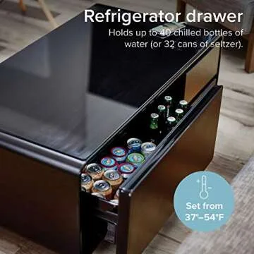 Sobro Coffee Table with Built in Fridge, Speakers, Outlets, LED Light, and More - Black