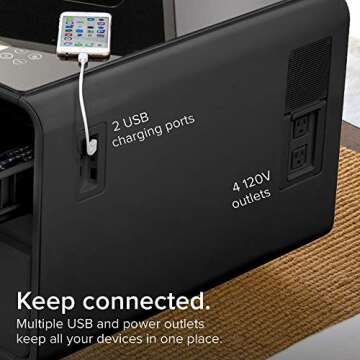 Sobro Coffee Table with Built in Fridge, Speakers, Outlets, LED Light, and More - Black