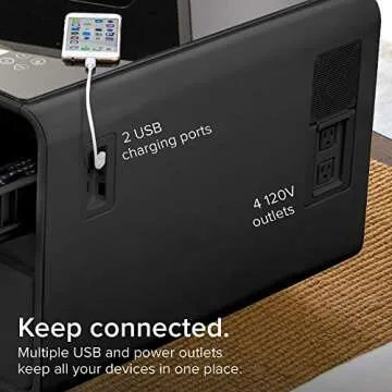 Sobro Coffee Table with Built in Fridge, Speakers, Outlets, LED Light, and More - Black