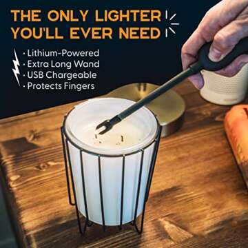 Power Practical Candle Lighter Sparkr | USB Rechargeable Electric Lighter with Long Wand, Flameless ...