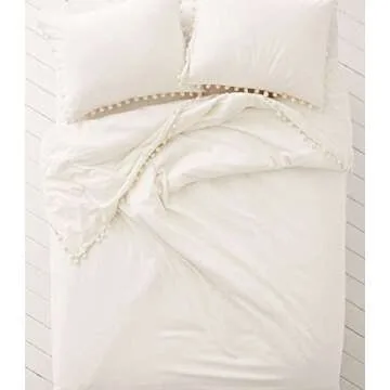 Chic White Pom Pom King Pillow Shams for Modern Decor