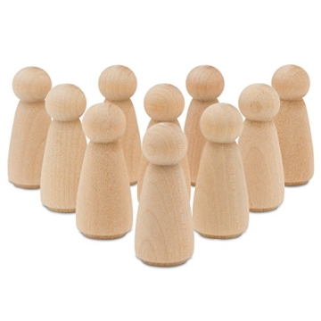 Wood Peg Dolls, 2 Inch Mom/Angel Shape Wooden Peg People, Pack of 100 Wooden Dolls for Play, Strong ...