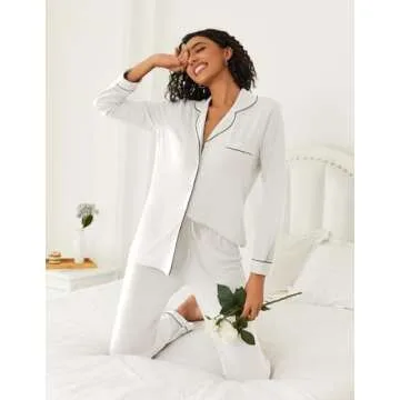 Ekouaer Womens Pajamas Set Soft Sleepwear Tops and Pants