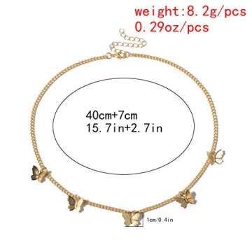 Kercisbeauty Silver Butterfly Necklace for Women Ladies Banquet Prom Wedding Jewelry Butterfly Choker(Silver)