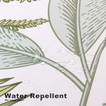 BIVINAR Sage Green Leaves Shower Curtain, Plant Bathroom Shower Curtain, Waterproof Fabric Botanical Shower Curtain, 72 x 72 Inch