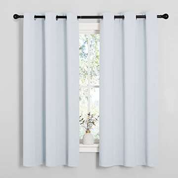 NICETOWN Window Treatment Thermal Insulated Grommet Room Darkening Curtains Drapes for Bedroom(2 Panels,42 by 63,Platinum-Greyish White)