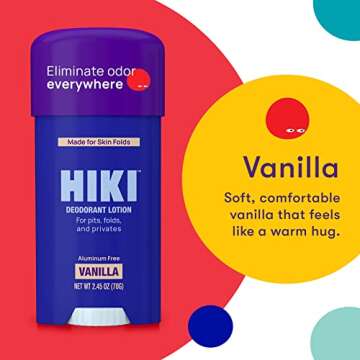 HIKI Whole Body Deodorant Cream for Underarms, Skin Folds + Private Parts Deodorant. Aluminum-Free, Talc Free, & Designed For Sensitive Skin -NEW FORMULA- (Vanilla - 1 Pack)
