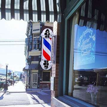 Mefeir 30" Barber Pole LED Light,Classic Style Hair Salon Barber Shop Open Sign,Rotating Red White B...