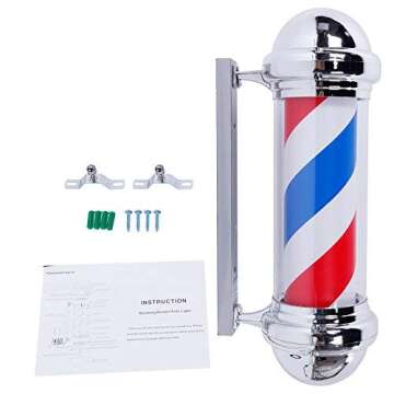 Mefeir 30" Barber Pole LED Light,Classic Style Hair Salon Barber Shop Open Sign,Rotating Red White Blue LED Strips,IP44 Waterproof Save Energy