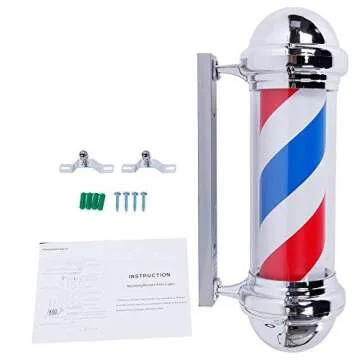 Mefeir 30" Barber Pole LED Light,Classic Style Hair Salon Barber Shop Open Sign,Rotating Red White Blue LED Strips,IP44 Waterproof Save Energy