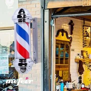 Mefeir 30" Barber Pole LED Light,Classic Style Hair Salon Barber Shop Open Sign,Rotating Red White Blue LED Strips,IP44 Waterproof Save Energy