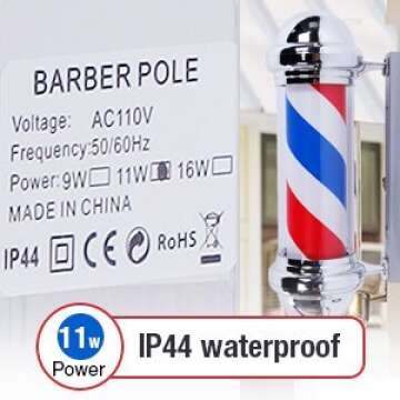 Mefeir 30" Barber Pole LED Light,Classic Style Hair Salon Barber Shop Open Sign,Rotating Red White Blue LED Strips,IP44 Waterproof Save Energy