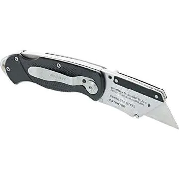 Husky 21113 Folding Sure-Grip Lock Back Utility Knife w/ 10 Disposable Blades Included (Colors Vary)