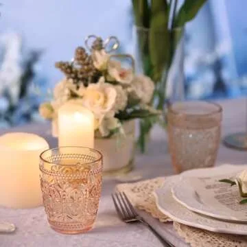 abrwyy Amber Glassware set of 4 Vintage Drinking Glasses, 9.5oz Amber Heavy Duty Glass Cups, Old Fashioned Glass, Set for Party Wedding Home Office Glassware Gift