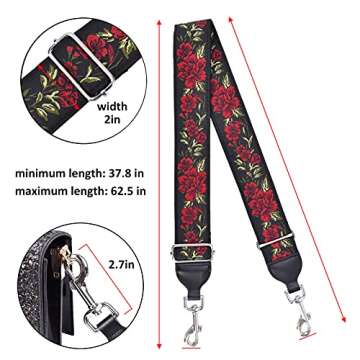 CLOUDMUSIC Crossbody Handbag Strap With Silver Clips