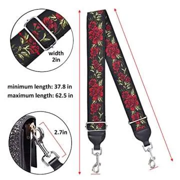 CLOUDMUSIC Crossbody Handbag Strap With Silver Clips