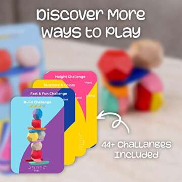 40 Pcs Wooden Stacking Rocks - Choke-Free - Montessori Toys for 1+ year old - Sensory Toys for Toddlers 1-3 - Educational & Preschool Toys - Learning + Education for 1 2 3 4 5 6 - Stone Building Toys
