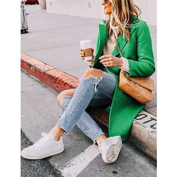 Tanming Women's Notch Lapel Double Breasted Pea Trench Coat