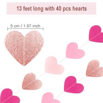 PheiLa Heart Streamers for Valentine's Day Party Decorations