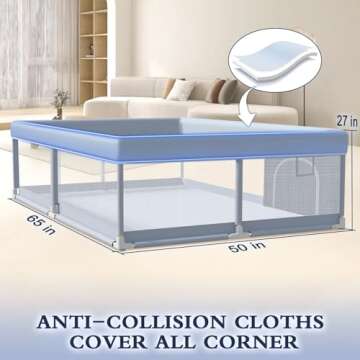 XVISHX Baby Playpen 65 x 50 Inch Durable Safe Play Space