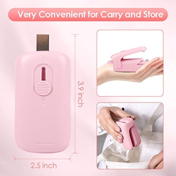 EZCO Bag Sealer Mini, Handheld Bag Heat Vacuum Sealer, 2 in 1 Heat Sealer & Cutter Portable Bag Resealer Machine Food Saver for Plastic Bags Storage Snack Cookies Fresh (Battery Included)