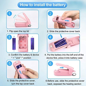 EZCO Bag Sealer Mini, Handheld Bag Heat Vacuum Sealer, 2 in 1 Heat Sealer & Cutter Portable Bag Resealer Machine Food Saver for Plastic Bags Storage Snack Cookies Fresh (Battery Included)