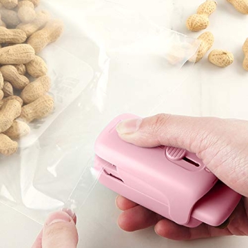 EZCO Bag Sealer Mini, Handheld Bag Heat Vacuum Sealer, 2 in 1 Heat Sealer & Cutter Portable Bag Resealer Machine Food Saver for Plastic Bags Storage Snack Cookies Fresh (Battery Included)