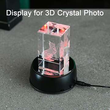 IFOLAINA Rotating Display Stand Led Light Base Colorful Lighted Spinning Statue Tumbler Display Platform for Cup Bowl Trophy Crystal Glass Art - Black