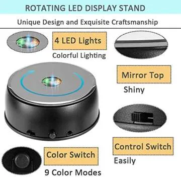 IFOLAINA Rotating Display Stand with Colorful LED Lights
