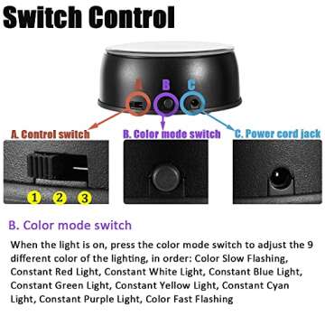 IFOLAINA Rotating Display Stand Led Light Base Colorful Lighted Spinning Statue Tumbler Display Platform for Cup Bowl Trophy Crystal Glass Art - Black