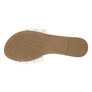 FITORY Womens Flat Sandals Fashion Round Open Toe Slip On Slides with Braided Strap Slippers for Summer Size 7 White