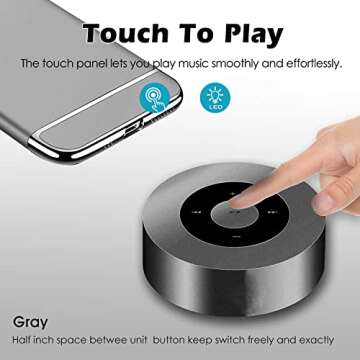 Smart LED Touch Play Bluetooth Speaker/Portable Wireless Speakers with HD Sound / 12-Hour Playtime/Bluetooth 5.0 / TF Card Support Play Speaker/Aux in Port Speaker (Gray)
