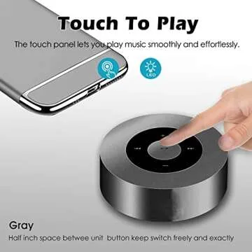 Smart LED Touch Play Bluetooth Speaker/Portable Wireless Speakers with HD Sound / 12-Hour Playtime/Bluetooth 5.0 / TF Card Support Play Speaker/Aux in Port Speaker (Gray)